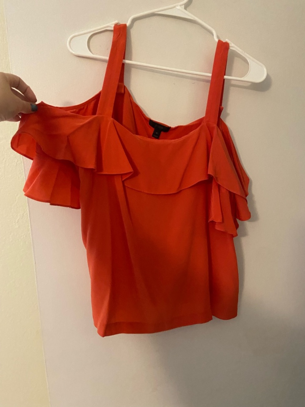 J. Crew Orange Ruffle Cold-Shoulder Tank Top